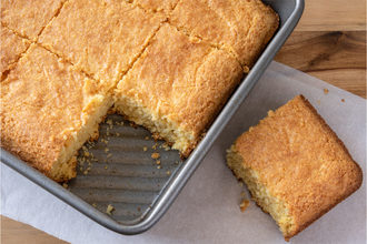 Cornbread in a pan