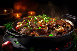 Beef bourguignon with mushrooms