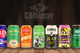 Collection of beer cans produced by Canarchy Brewing Collective